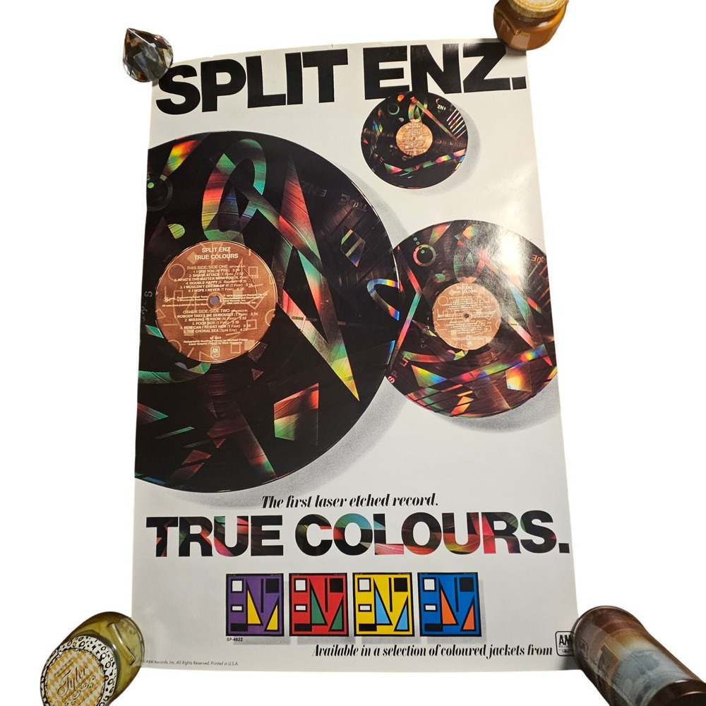 Split Enz True Colours Laser Etched Vintage 1980 Promo Album Poster 24x36 A&M